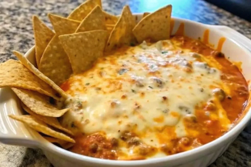 Hot Ground Beef Beer Cheese Dip