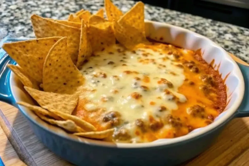 Hot Ground Beef Beer Cheese Dip