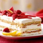 Limoncello Semifreddo with Raspberry Sauce