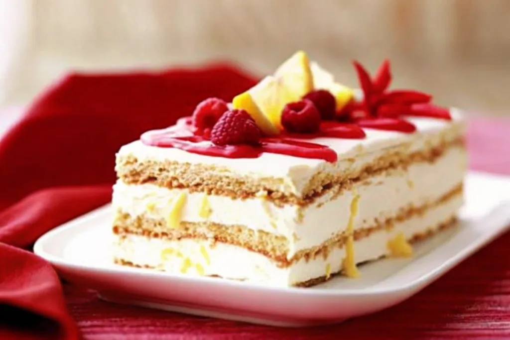 Limoncello Semifreddo with Raspberry Sauce