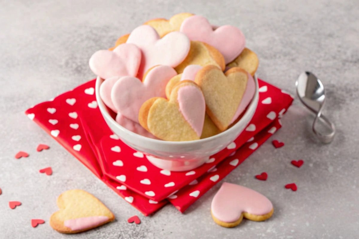 Decorated Valentine heart cookies