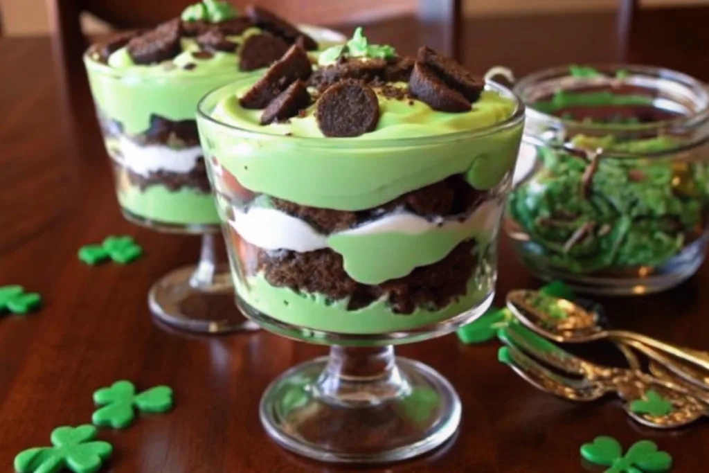 St. Patrick's Day Brownie Trifle