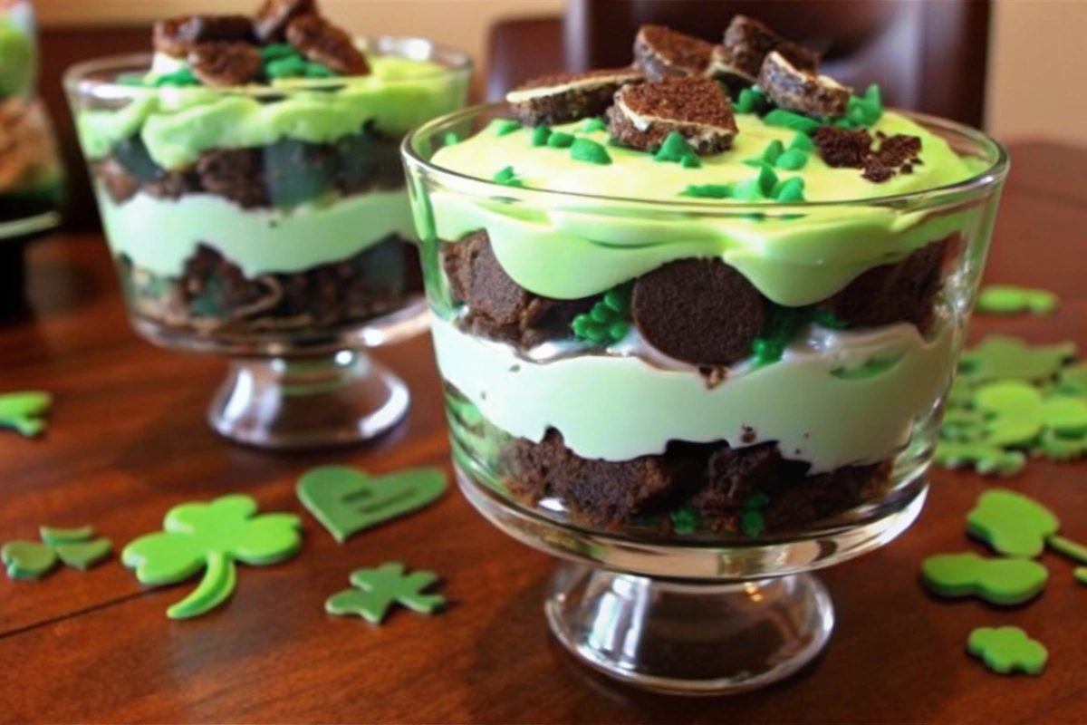 St. Patrick's Day Brownie Trifle