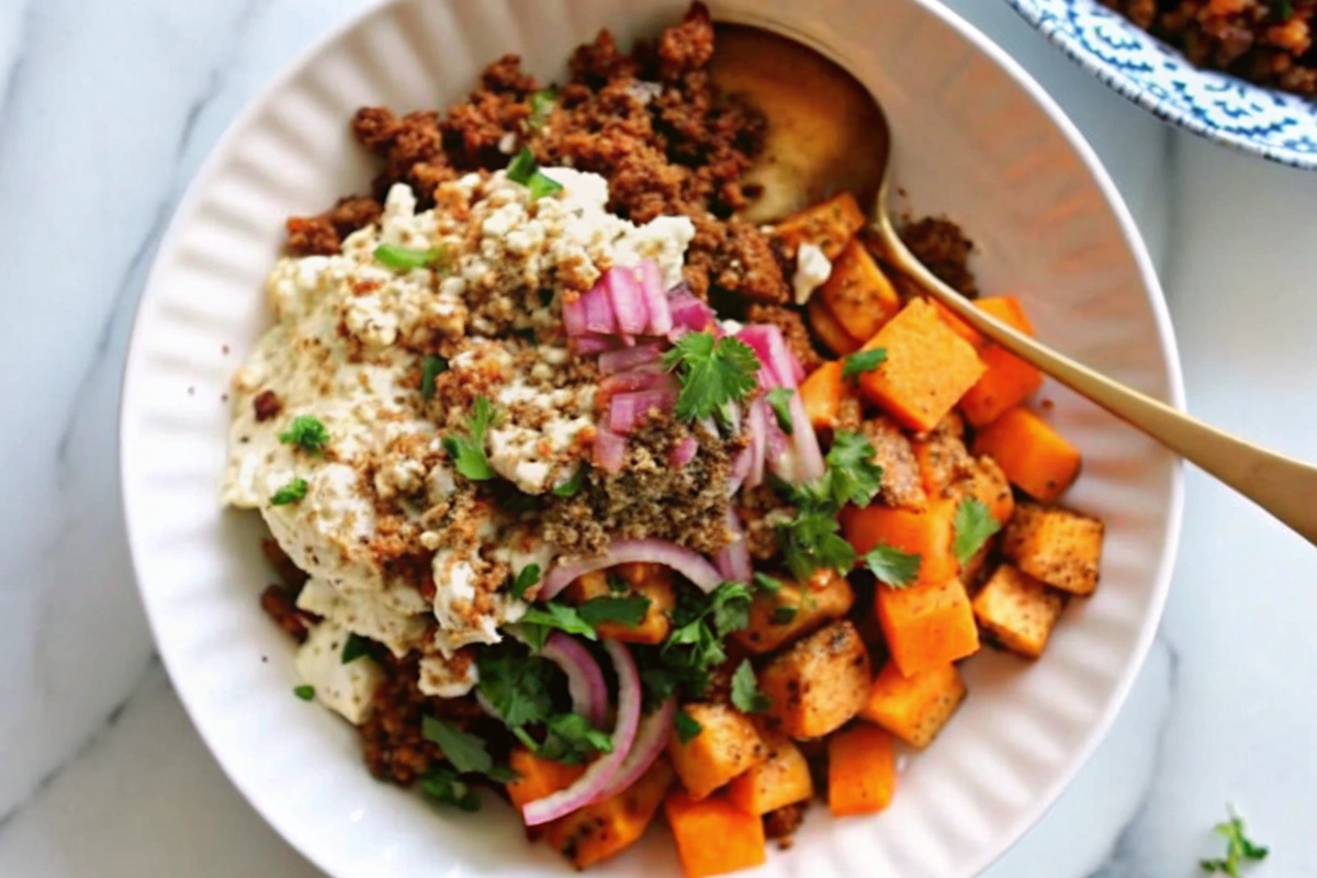 Street Corn Beef and Sweet Potato Bowls
