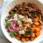 Street Corn Beef and Sweet Potato Bowls
