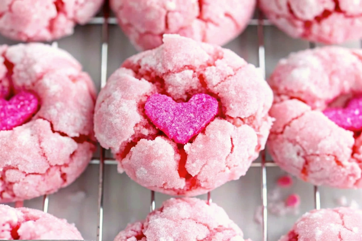 Valentine Crinkle Cookies on plate