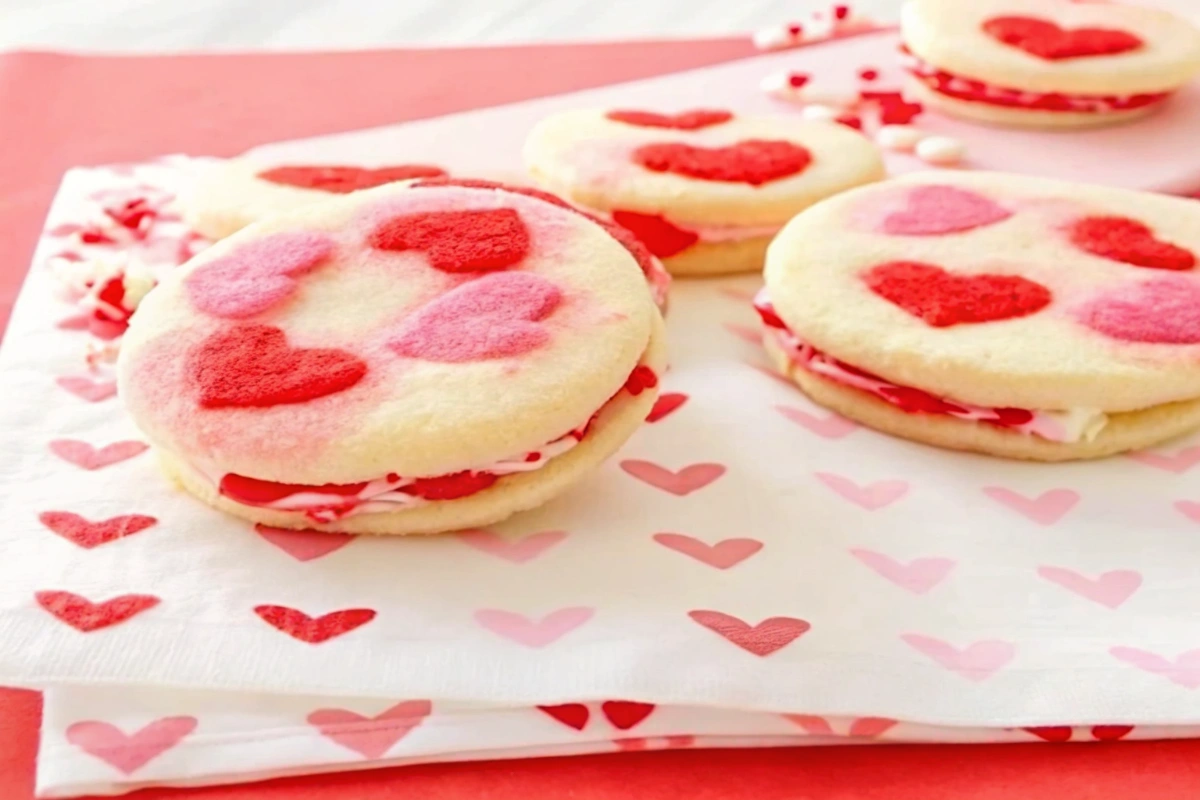 Finished Valentine Hearts Sandwich Cookies