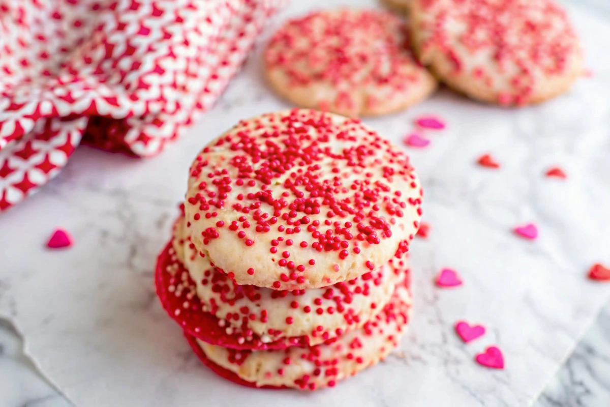 Valentines Sugar Cookies with Sprinkles