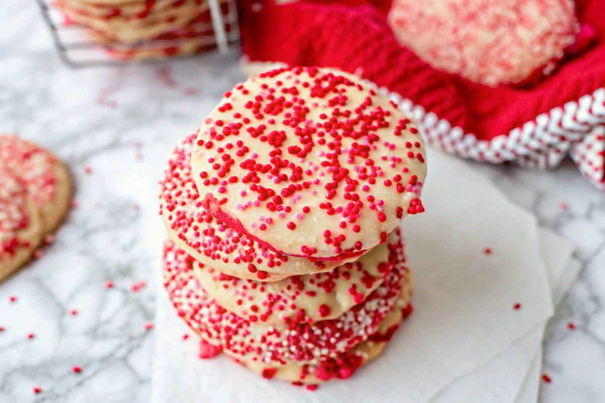 Valentines Sugar Cookies with Sprinkles