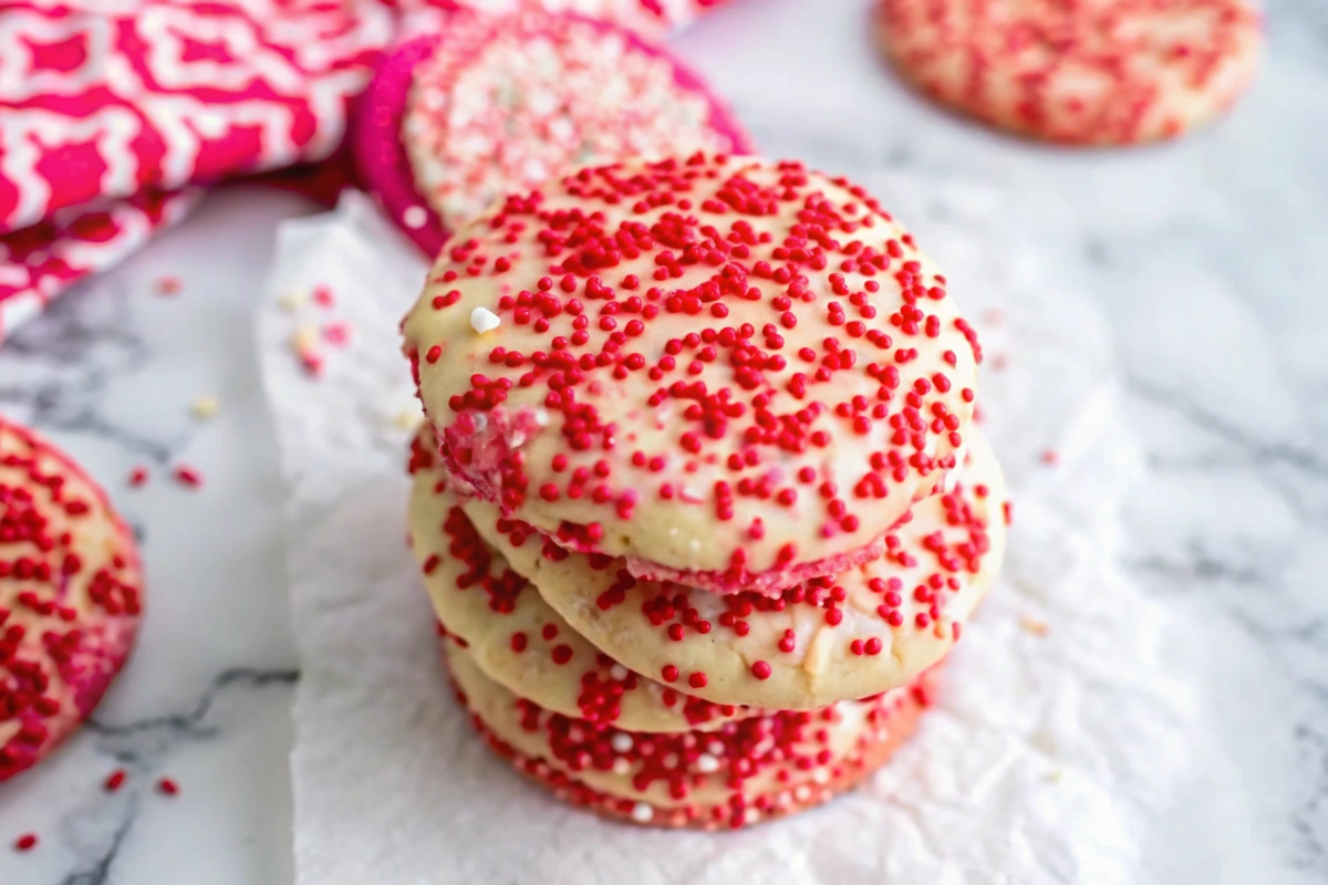 Valentines Sugar Cookies with Sprinkles