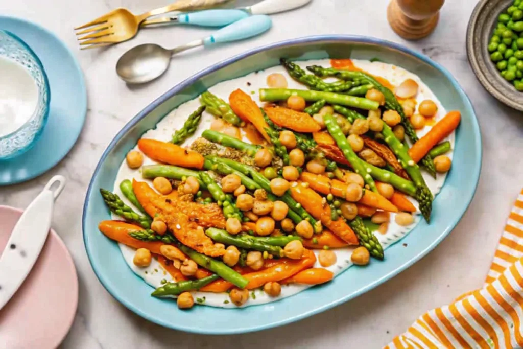 Sheet-Pan Chickpeas and Spring Veggies