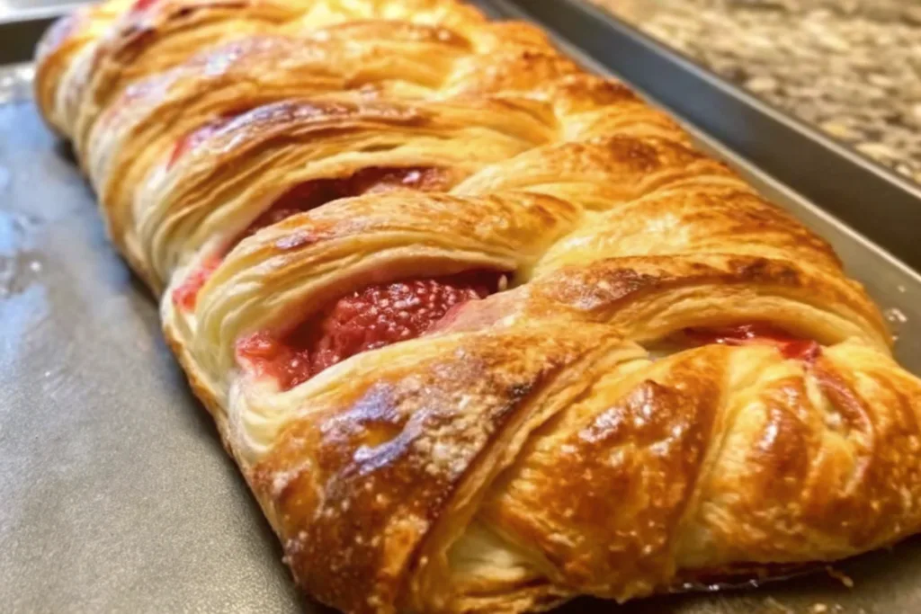 Sourdough Discard Strawberry-Rhubarb Cream Cheese Braid