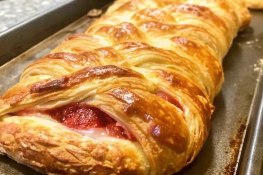 Sourdough Discard Strawberry-Rhubarb Cream Cheese Braid