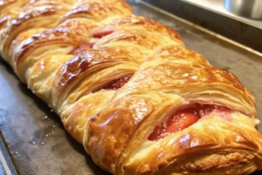 Sourdough Discard Strawberry-Rhubarb Cream Cheese Braid