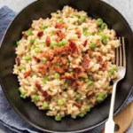 Spring Pea and Leek Risotto with Bacon