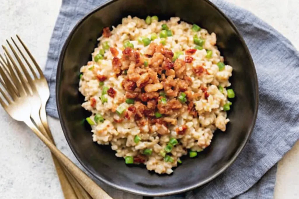 Spring Pea and Leek Risotto with Bacon