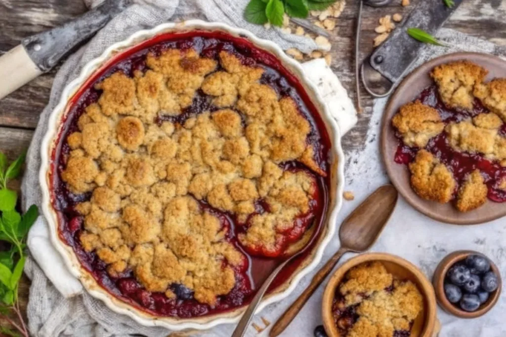 Vegan Cherry Rhubarb Cobbler