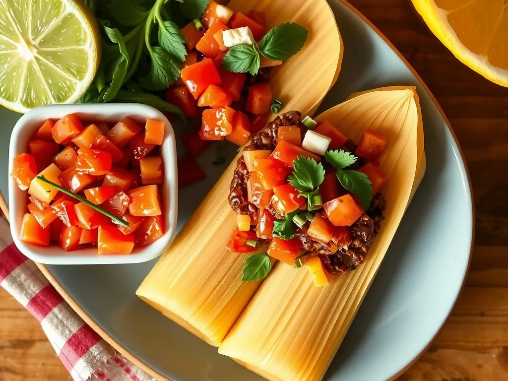 Corn Tamales with Orange Chilli Salsa