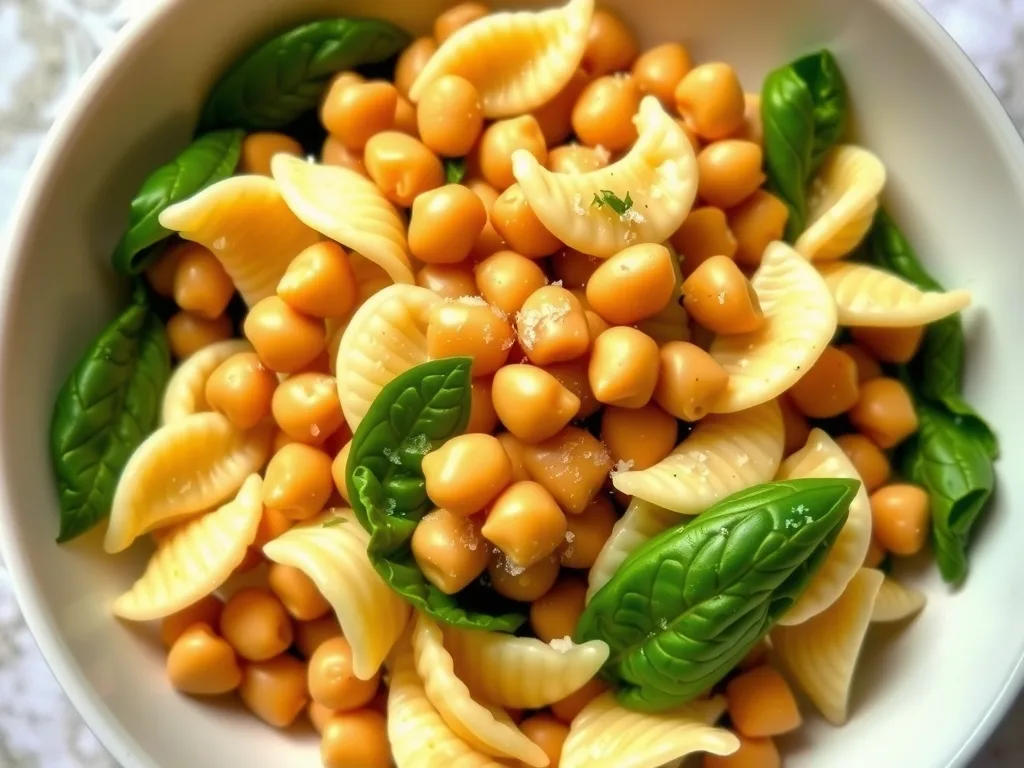 Lemon Herb Pasta Salad with Marinated Chickpeas