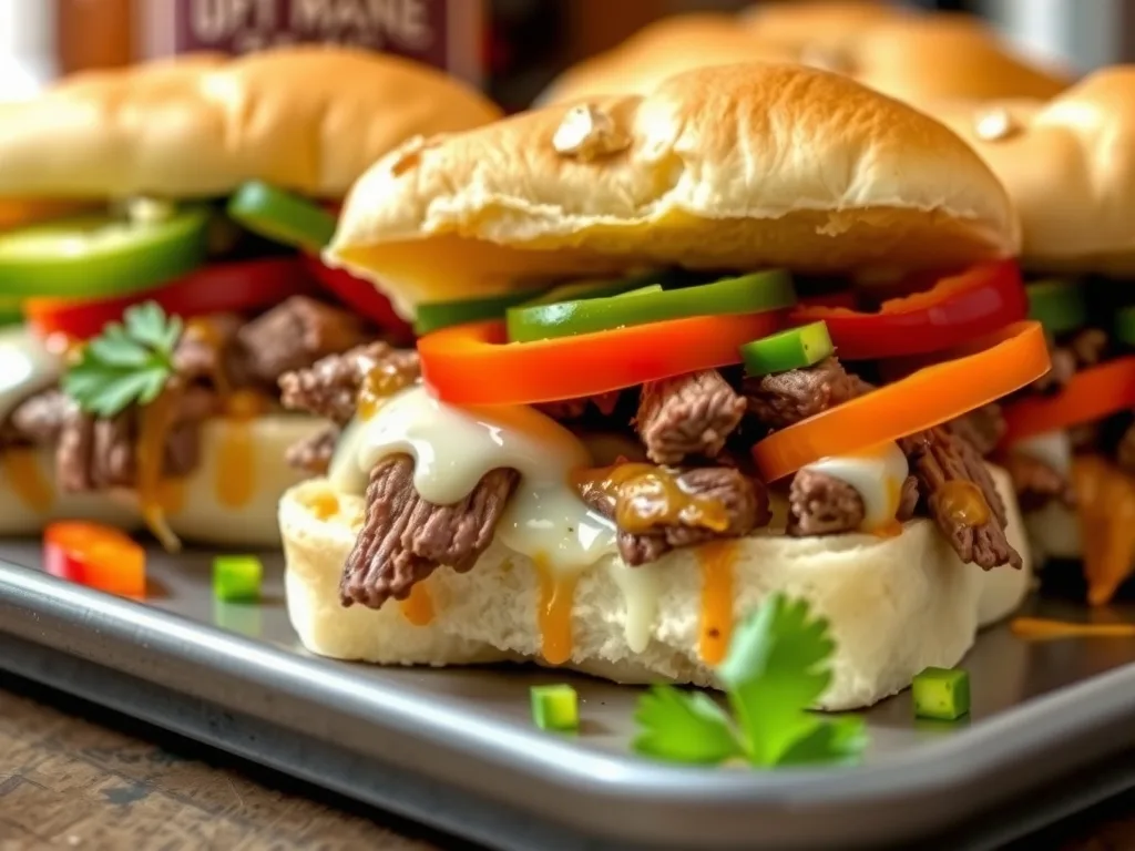 Philly Cheesesteak Sliders On Hawaiian Rolls