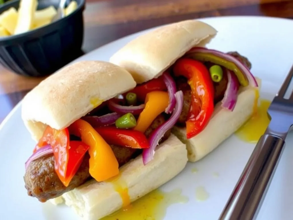 Sausage and Peppers Hawaiian Roll Sliders