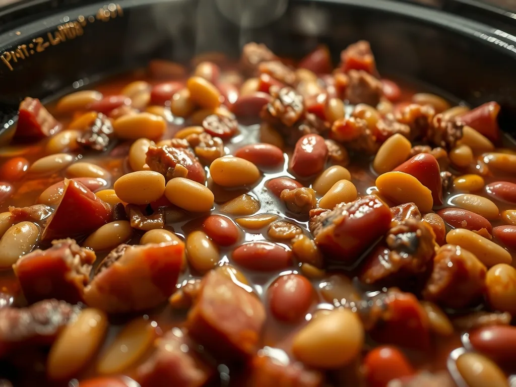 Crock Pot Calico Beans Recipe with Bacon and Ground Beef