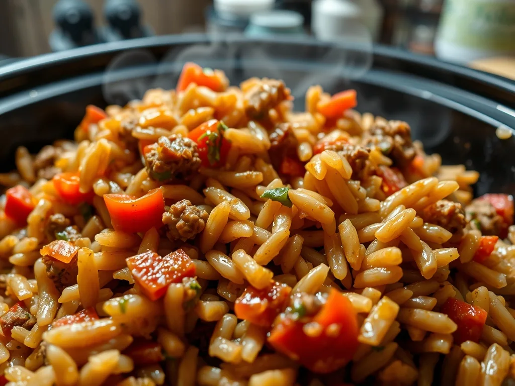 Crockpot Ground Beef Spanish Rice