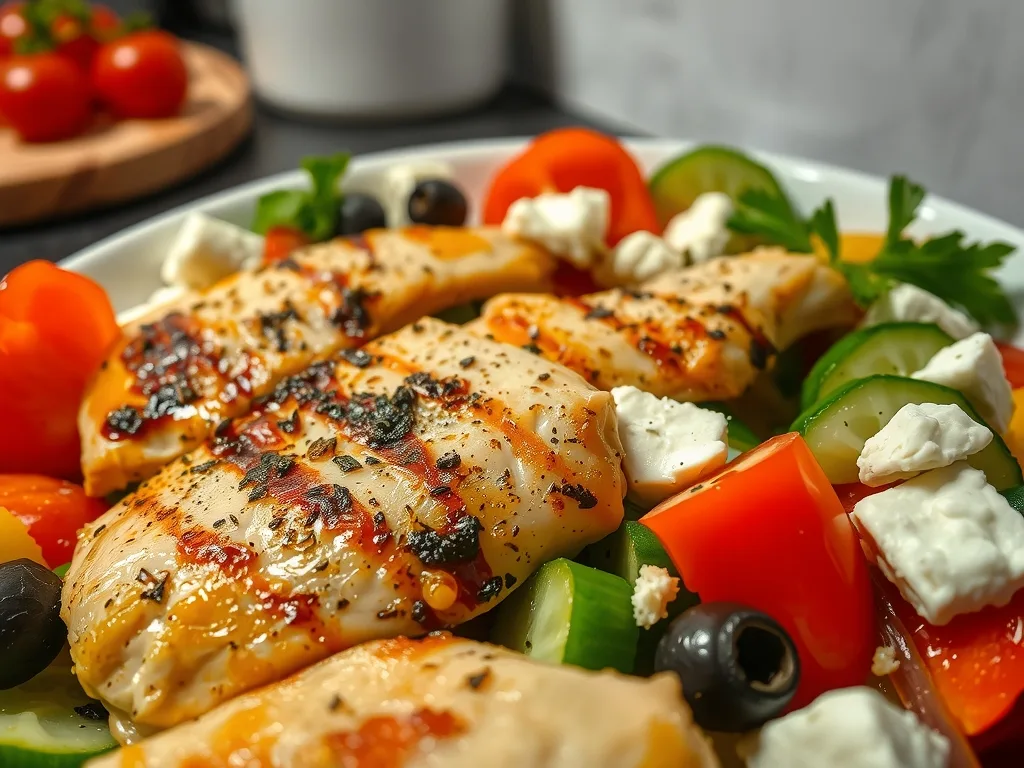 Greek Chicken and Feta Salad Bowl