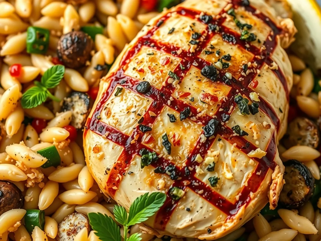 Greek Chicken and Orzo Pasta Salad