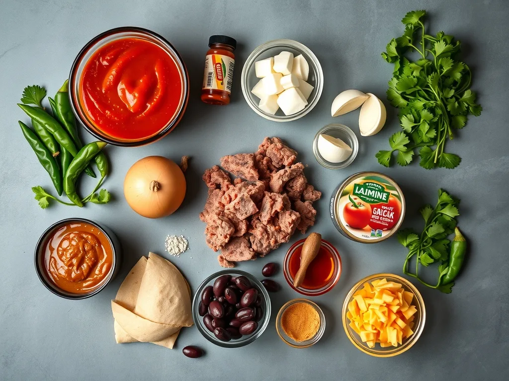 Ingredients - Cheesy Ground Beef Enchiladas
