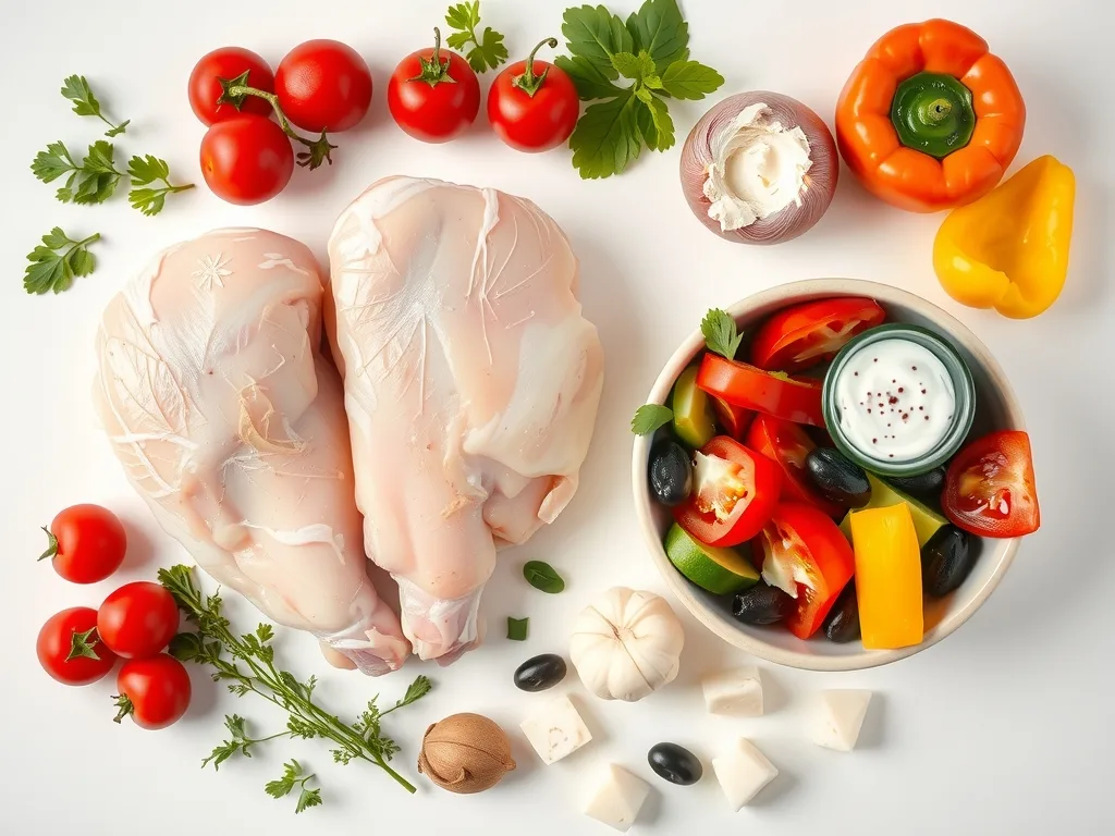 Ingredients - Greek Chicken and Feta Salad Bowl