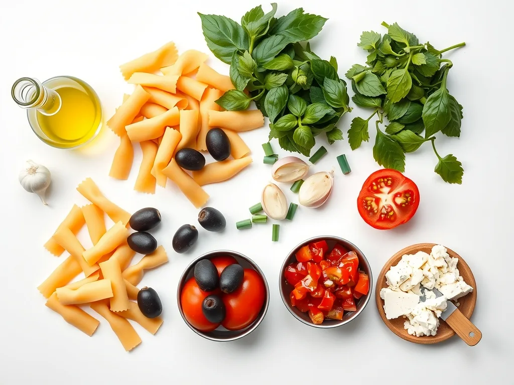 Ingredients - Greek Pasta Salad Recipe Blog