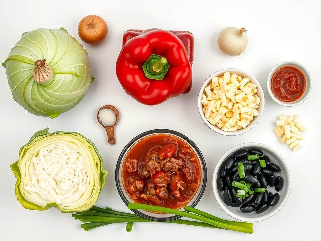 Ingredients - Ground Beef Cabbage Bake