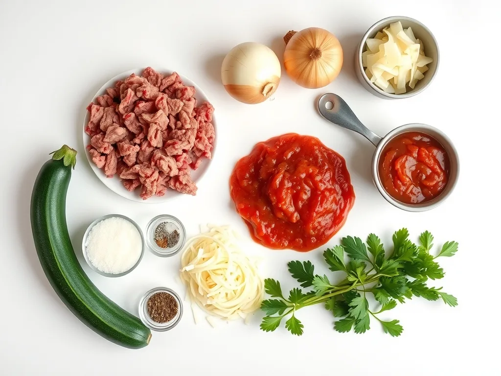 Ingredients - Irresistible Ground Beef and Zucchini Casserole