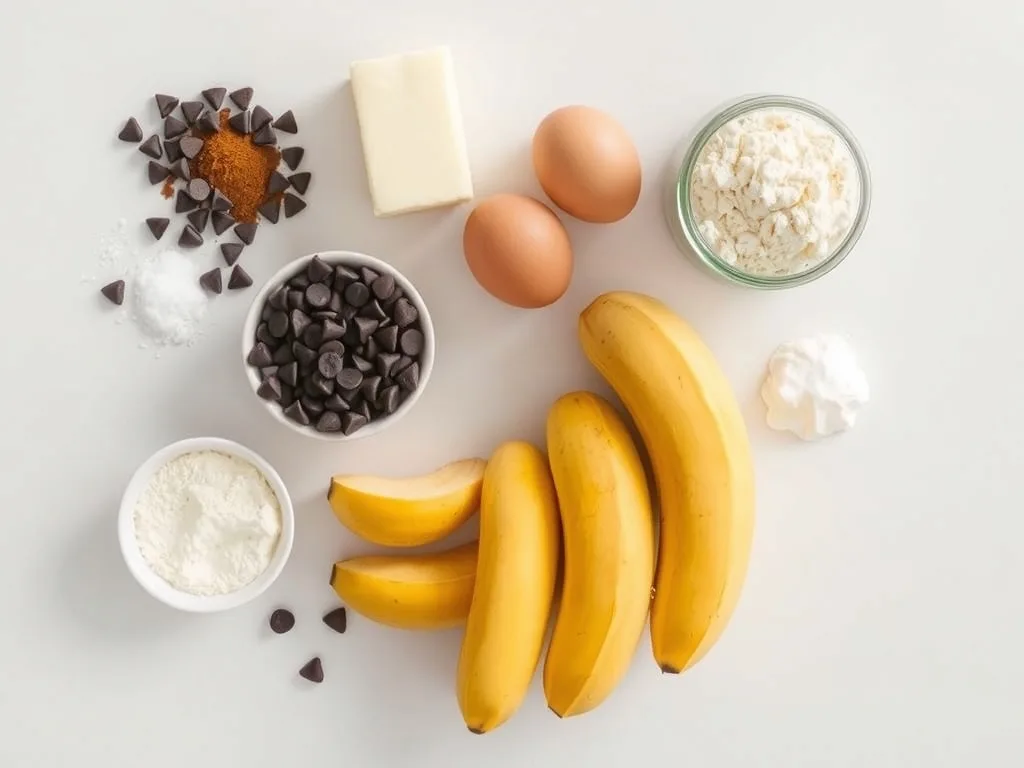 Ingredients - Sweet Chocolate Chip Banana Bread