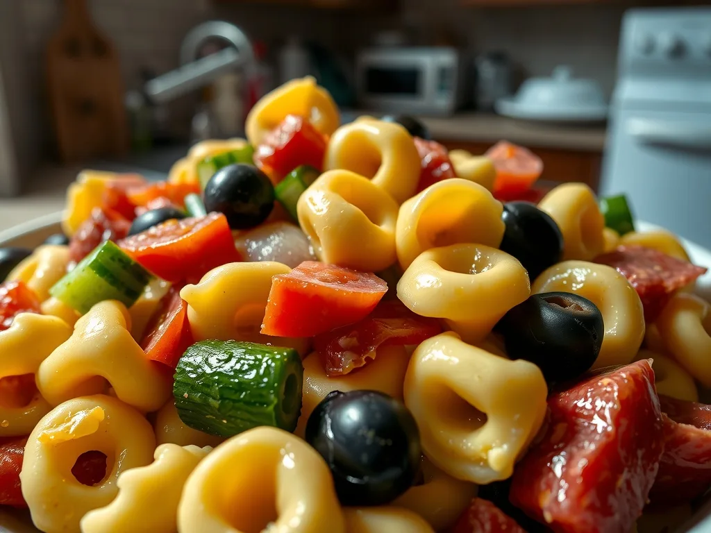 Summer Tortellini Pasta Salad Recipe with Salami