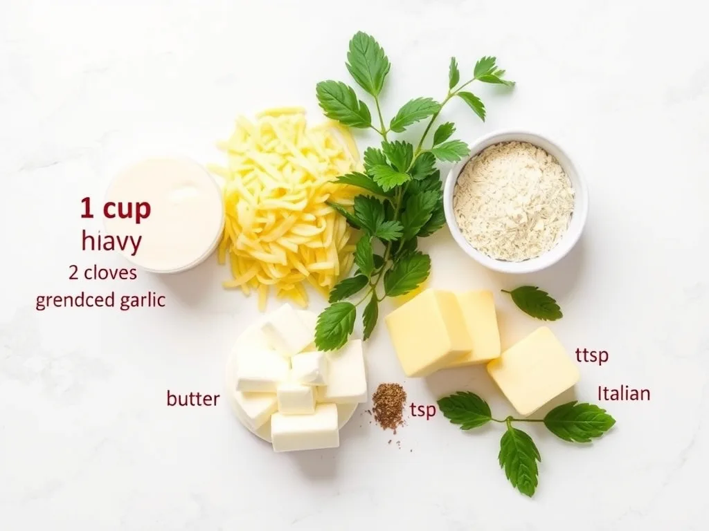 Ingredients - Creamy Garlic Parmesan Sauce