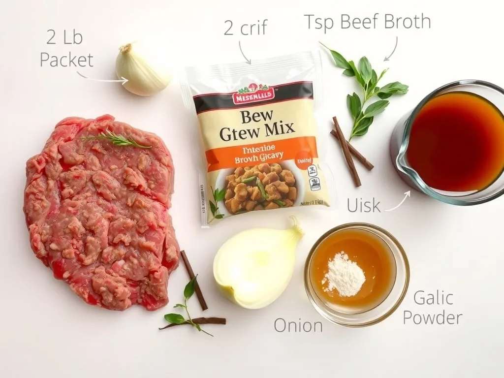 Ingredients - Crockpot Beef Tips and Gravy